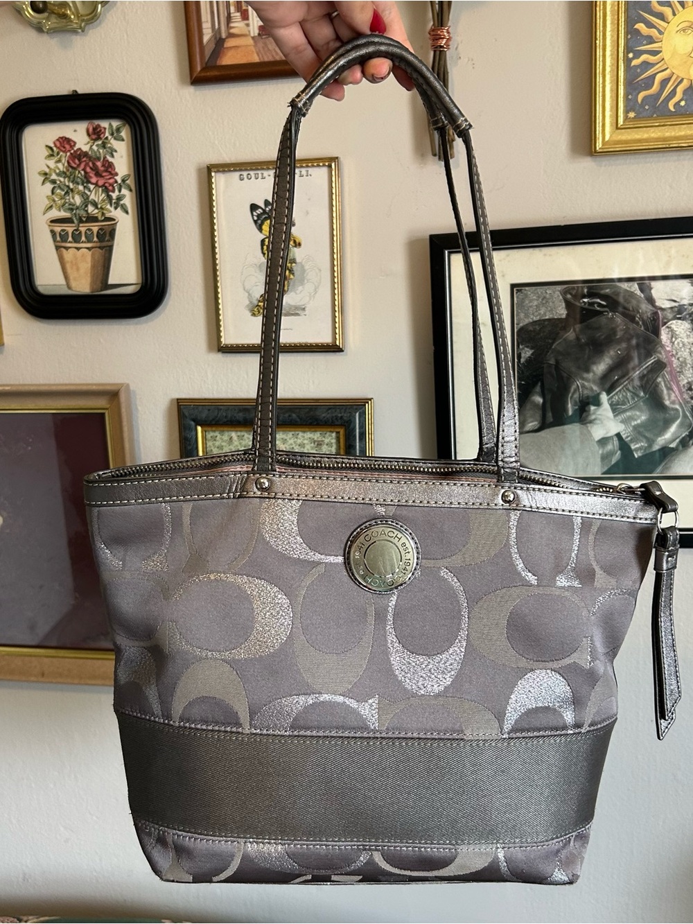 Coach Vintage y2k Silver Logo Signature Tote